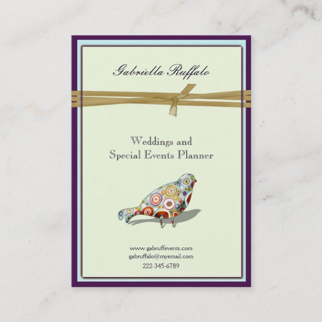 Cartão De Visita Pássaro artística colorido pequeno subtil (Frente)