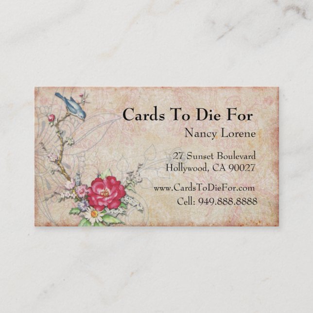 Cartão De Visita Pássaro azul em um ramo (Frente)