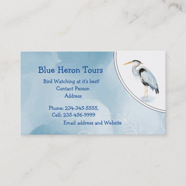 Cartão De Visita Pássaro Azul Hernino do Excelente de Aquarela Pers (Frente)