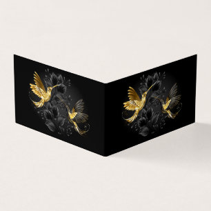 Cartão De Visita Pássaro Humino Negro e Dourado