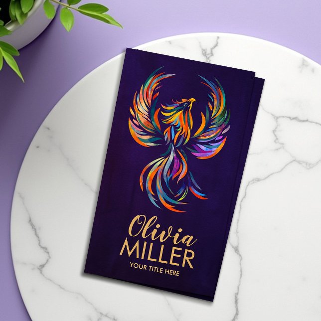 Cartão De Visita Pássaro Phoenix Ascensão colorido (Criador carregado)