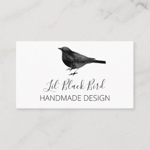 Cartão De Visita Pássaro preto branco e claro, feito à mão