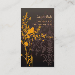 Cartão De Visita Pássaro retro em um ramo + chocolate