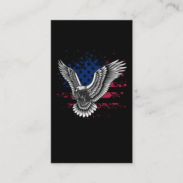 Cartão De Visita Pássaro Voador Patriótico Americano Flag Eagle (Frente)