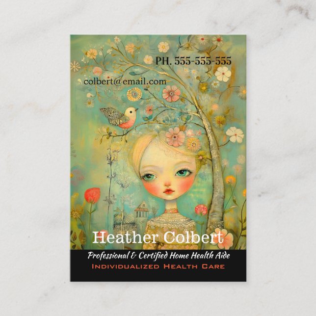 Cartão De Visita Pássaros Pequenos Cuidados Ajudando Mãos (Frente)