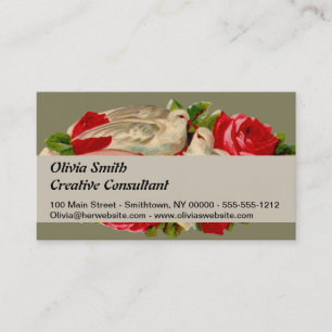 Cartão De Visita Pássaros Vintage Amor Vitoriano Pombo Arte Clássic