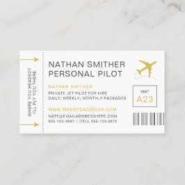 Cartão De Visita Passe de Embarque de Viagem do Piloto Jet Privado