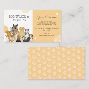 Cartão De Visita Passeador de Cães Moderno Babá de Animais Aquarela