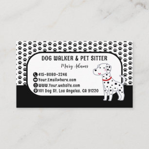 Cartão De Visita Passeador de Cães Moderno Pet Sitter branco & pret