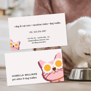 Cartão De Visita Passeador de Gatos e Cães Bonitinhos Babá de Anima