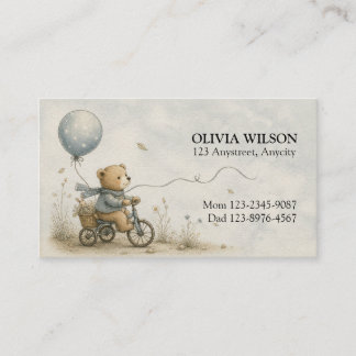 Cartão De Visita Passeio de Bicicleta do Urso Teddy Caprichoso