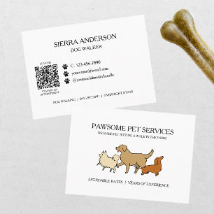 Cartão De Visita Passeio de Cão Babá de Animais Código QR