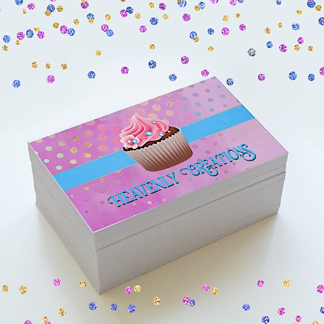 Cartão De Visita Pastagem de Cupcakes Bonito (Criador carregado)