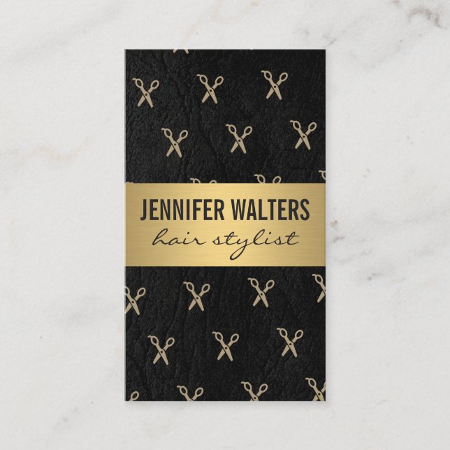 Cartão De Visita Pastas Douradas de Salão Metálico de Luxo (Frente)