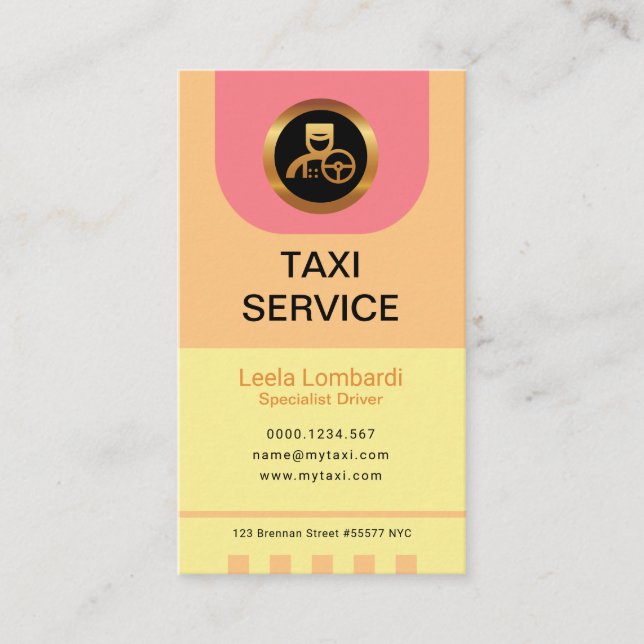 Cartão De Visita Pastéis do motorista de táxi feminino clássico (Frente)