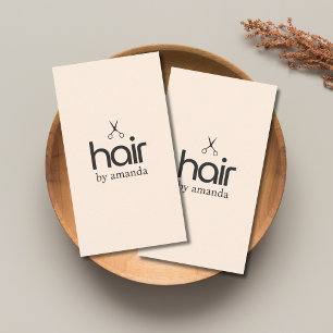 Cartão De Visita Pastel Beige Bold Tesoura Mínimo Elegante