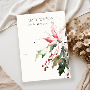 Cartão De Visita Pastel Christmas Berry Poinsettia Necklace Earring