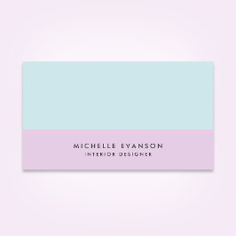 Cartão De Visita Pastel Colorblock Purple e Aqua Blue Minimalist