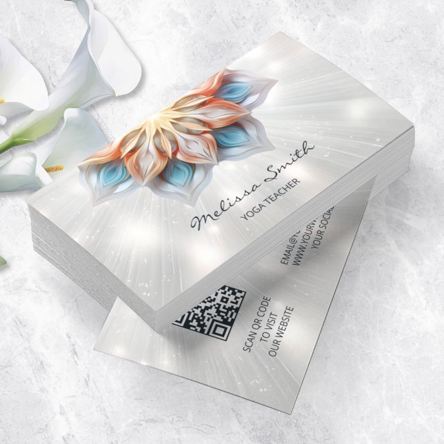 Cartão De Visita Pastel Colors Mandala brilhante (Criador carregado)