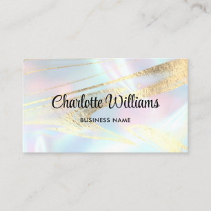 Cartão De Visita Pastel Faux Holographic Elegante Opal