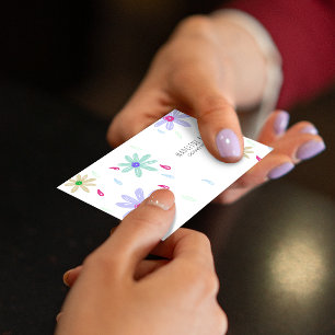 Cartão De Visita Pastel Flowers   Monograma de nome simples