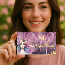 Pastel Magenta Dourado Monograma Beautician