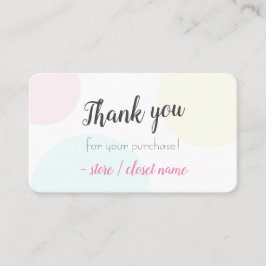 Cartão De Visita Pastel Moderno Simples Agradecemos Sua Compra