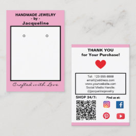 Cartão De Visita Pastel Pink Jewelry Earrings Social QR Code