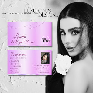 Cartão De Visita Pastel Pink Purple Glamorous com Logotipo e Foto