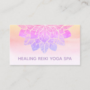 Cartão De Visita *~* Pastel Rainbow Espiritual Mandala Yoga Reiki