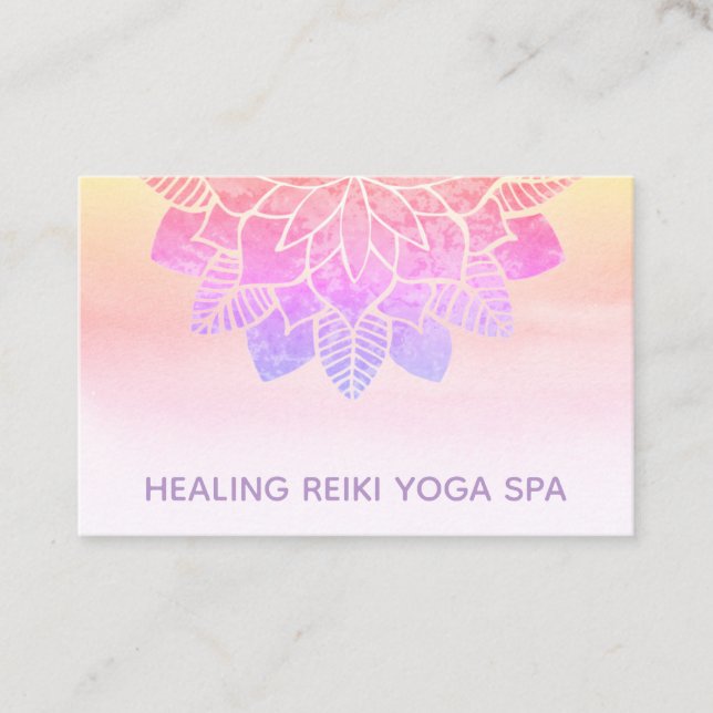 Cartão De Visita *~* Pastel Rainbow Espiritual Reiki Mandala Yoga (Frente)