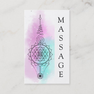 Cartão De Visita *~* Pastel Rainbow Stars Sacred Geometry Massagem