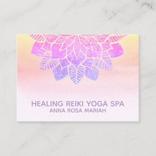 Cartão De Visita *~* Pastel Rainbow Yoga Espiritual Reiki Mandala