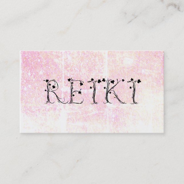 Cartão De Visita *~* Pastel REIKI Ivy Typografia Grunge Glitter (Frente)