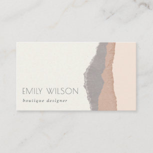Cartão De Visita Pastel Rustic Elegante Blush Kraft Mountain Waves