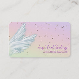 Cartão De Visita *~* Pastel White Angel Wings Starry Rainbow