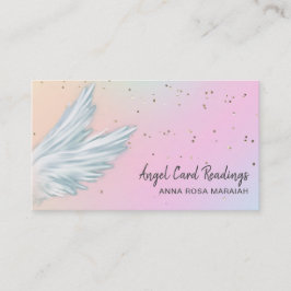 Cartão De Visita *~* Pastel White Angel Wings Starry Rainbow