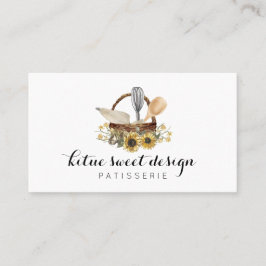 Cartão De Visita Pastelaria Cadeias Aquarela Guiada Pão de Girassol