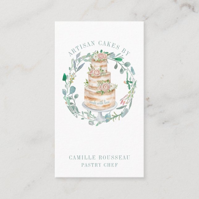 Cartão De Visita Pastelaria Chef Baker Bake Elegante (Frente)