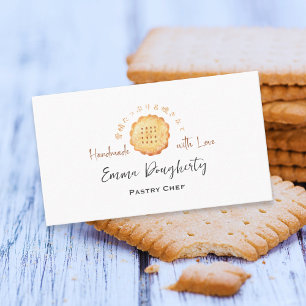 Cartão De Visita Pastelaria Cookie Baker Biscuit Aquarela Russo