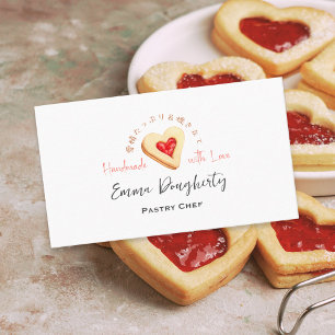 Cartão De Visita Pastelaria Cookie Baker Heart Jam Watercolor Cute