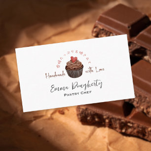 Cartão De Visita Pastelaria Cupcake Chocolate Corante Aquarela
