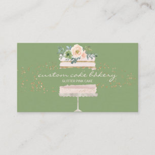 Cartão De Visita Pastelaria de padaria de bolos verde