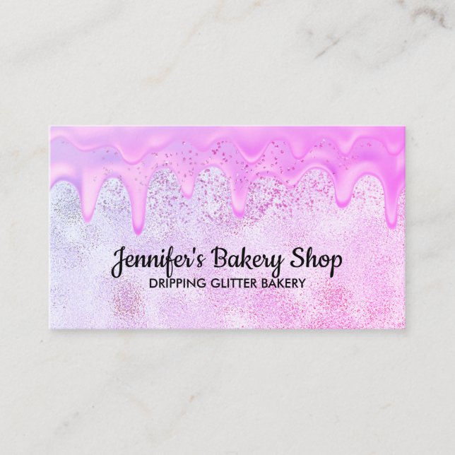 Cartão De Visita Pastelaria de pastelaria, cor-de-rosa, abstrato (Frente)
