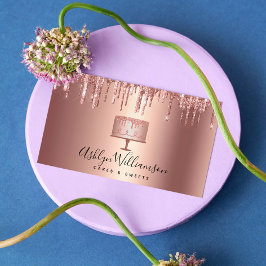 Cartão De Visita Pastelaria de Rosa de padaria Dourada de cobre