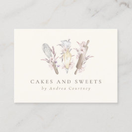 Cartão De Visita Pastelaria-Floral Moderna Pastelaria Chef Baking U