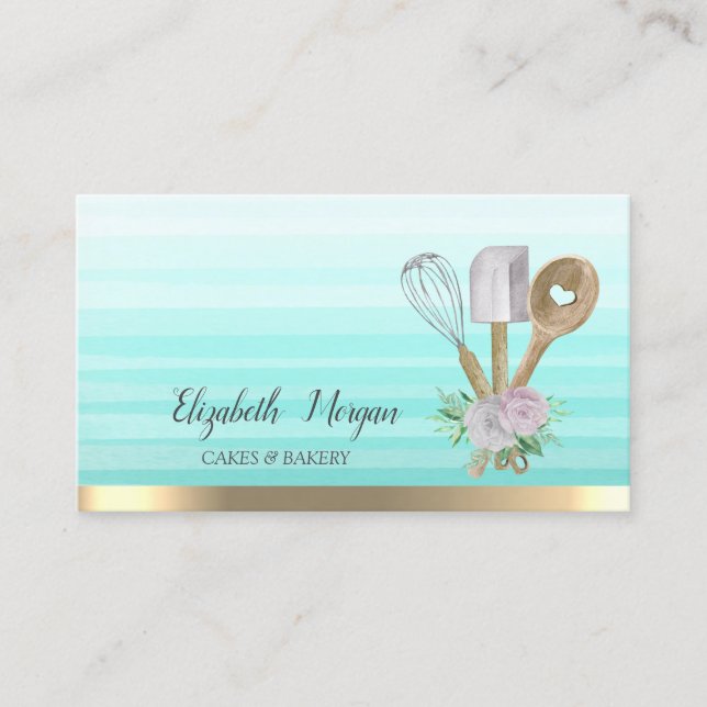 Cartão De Visita Pastelaria Ombre-estriado (Frente)