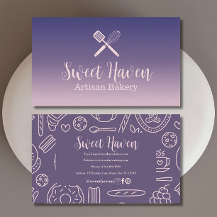 Cartão De Visita Pasteria Utensil de Cozinhar Gradiente Rosa-marinh