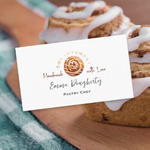 Cartão De Visita Pastery Pastery Chef Cinnamon Roll Aquarela Ruscol
