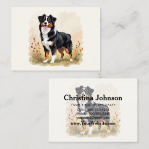 Cartão De Visita Pastor australiano Black Tricolor Aussie Dog